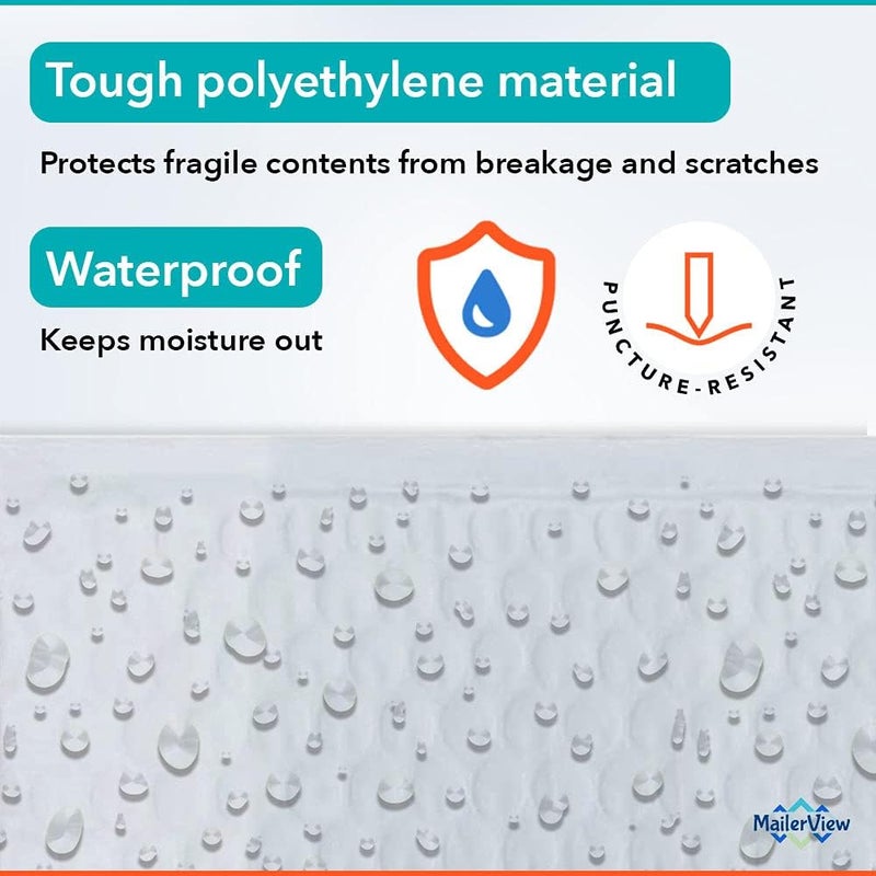 MAILERVIEW White Large Poly Bubble Mailers 9.5x14.5 inch #4 | Self Seal Padded Envelopes Cushioned Bubble Mailer | Usable Size 9.5x13.5 | WaterProof | Lightweight mailing Shipping Bags | 100 Pack Bulk | USA Made - Image 4